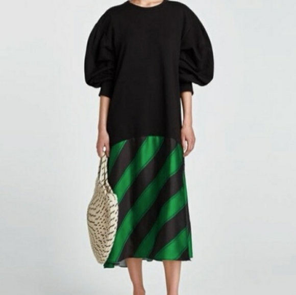zara black and green dress Zara Cross Waist Jersey Dress-Hunter Green, Ikat